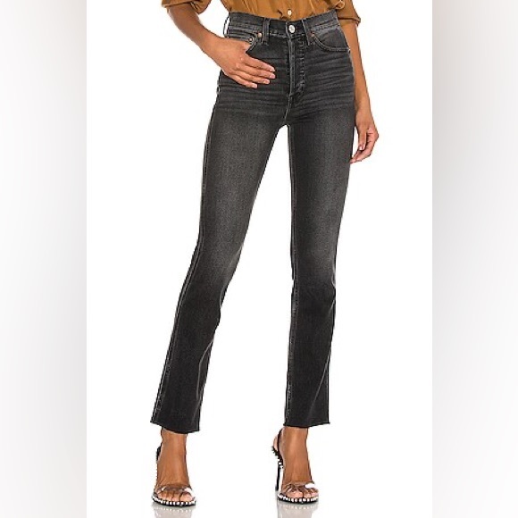 Re/done 80s Slim Straight Washed Black Jeans - Picture 2 of 11